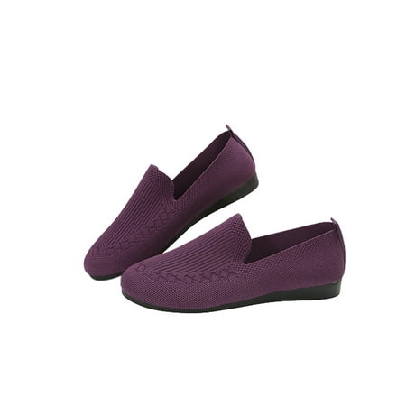 

Woobling Ladies Flats Non-Slip Sneakers Comfort Casual Shoes Lightweight Walking Shoe Driving Outdoor Moccasins Dark Purple 9