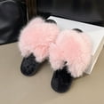 thumbnail image 6 of CHUMUD Women's Faux Fox Fur Slippers - Plush Open-Toe Mules with Cushioned Non-Slip Sole, Cozy Winter Slides, 6 of 8