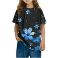 thumbnail image 1 of HVOBBTY T-shirt Décontracté à Manches Courtes pour Tout-Petits, T-shirt Imprimé Mode Col Rond Bleu, 9 Ans, 1 of 5