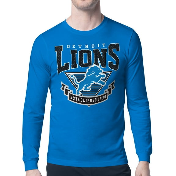Men's Starter  Blue Detroit Lions-'80s Inspired Team Logo Long Sleeve T-Shirt