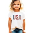 thumbnail image 2 of Distressed USA Flag Shirt for Women Girls Kids Vintage Patriotic 4th of July Family Matching Tee Natural Shirt Youth Small, 2 of 9