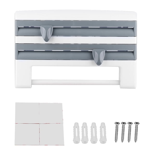 Domqga Wall-Mount Sauce Bottle Storage Rack Paper Towel Holder Preservative Film Dispenser, Film Dispenser Rack, Film Storage Rack