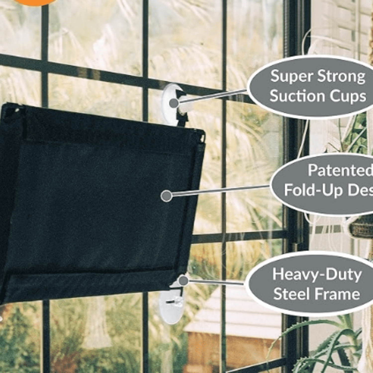 EZ Mount Double Stack Cat Window Perch for Large Cats, Sturdy Window Hammock Bed, Steel Frame, Sturdy Suction Cups, 2 Washable Shelf Covers, Foldable - Fits 27"W X 31"H Glass Spaces