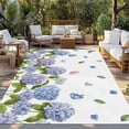 thumbnail image 2 of Spring Hydrangeas Outdoor Rug for Patio/Deck/Porch, Non-Slip Large Area Rug 4 x 6 Ft, Purple Floral Butterfly Leaves Indoor Outdoor Rugs Washable Area Rugs, Reversible Camping Rug Carpet Runner, 2 of 8
