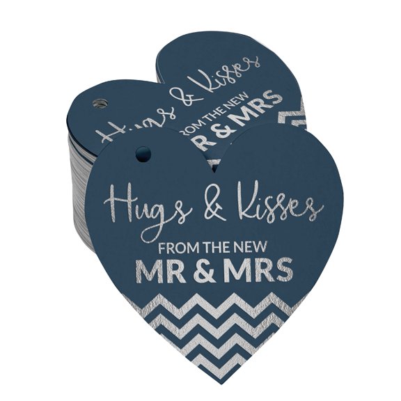 Inkdotpot Real Silver Foil Hugs & Kisses From The Wedding Tag Favor Hang Paper Tag 100 Pieces