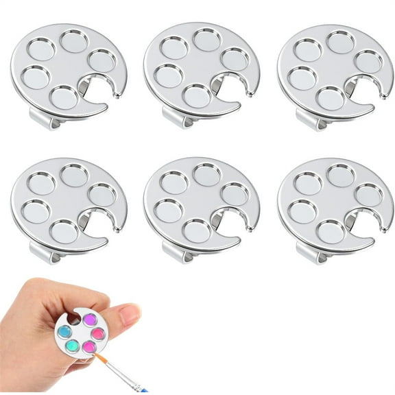 Triani 6Pcs Nail Polish Palette Ring Metal Manicure Palette Tools Finger Wearable Manicure Polish Palette for Painting Nails Gel Nail Art Display