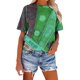 thumbnail image 3 of Blusa de Manga Corta Cuello Redondo Impreso Señoras Casual Top, Blusa Ligera de Poliéster para el Trabajo, la Fiesta Y Toda la Temporada de Uso Diario, 3 of 4