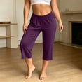 thumbnail image 3 of WAGUTH Womens Modal Capri Pajama Pants Elastic High Waist Wavy Ruffle Hem Wide Leg Cropped Sleep Bottoms Soft Breathable Lounge Pants, 3 of 6