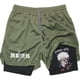 thumbnail image 4 of Pantalones cortos deportivos con estampado de Anime para hombre, Shorts deportivos informales para gimnasio, entrenamiento atlético, malla para correr, 2 en 1, 4 of 5