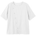 thumbnail image 7 of TGSLY Asymmetrical Button Placket Tops for Women Lightweight Thin Crew Neck Solid Color Blouses Loose Fit Dressy Casual Half Sleeve Shirts M, 7 of 7