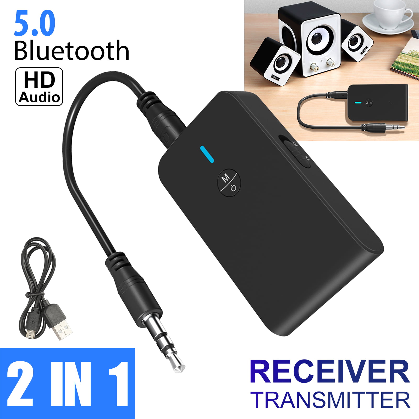 Car Earphones and More Home Stereo System Bluetooth Headsets Transmitter /& Receiver Dual Function aptX Low Latency Bluetooth 5.0 Transmitter//Receiver with micphone,2-in-1 Bluetooth Wireless Audio Adapter Works for TV