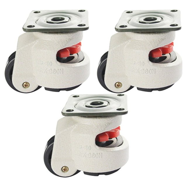 3X Pie de Goma 40F Equipo de Ajuste del del Pie Rueda del Carro Capacidad de Carga de 60 Kg Rueda Niveladora de Muebles Rueda Maestra