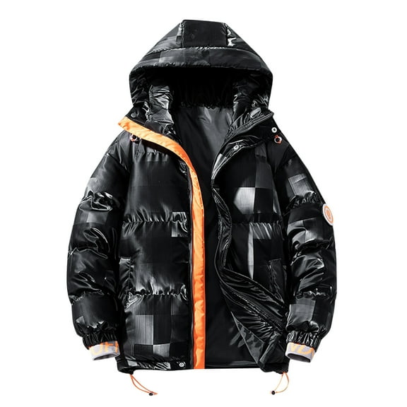 Vedolay Men's Coat Hooded Thickened Long Jacket Winter Warm Parka Coat Black,XL