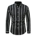 thumbnail image 3 of DDAPJ pyju Men's Striped Button Down Shirts Slim Fit Long Sleeve Casual Business Shirts Wrinkle Free Formal Dress Shirt with Pocket Black XL, 3 of 6