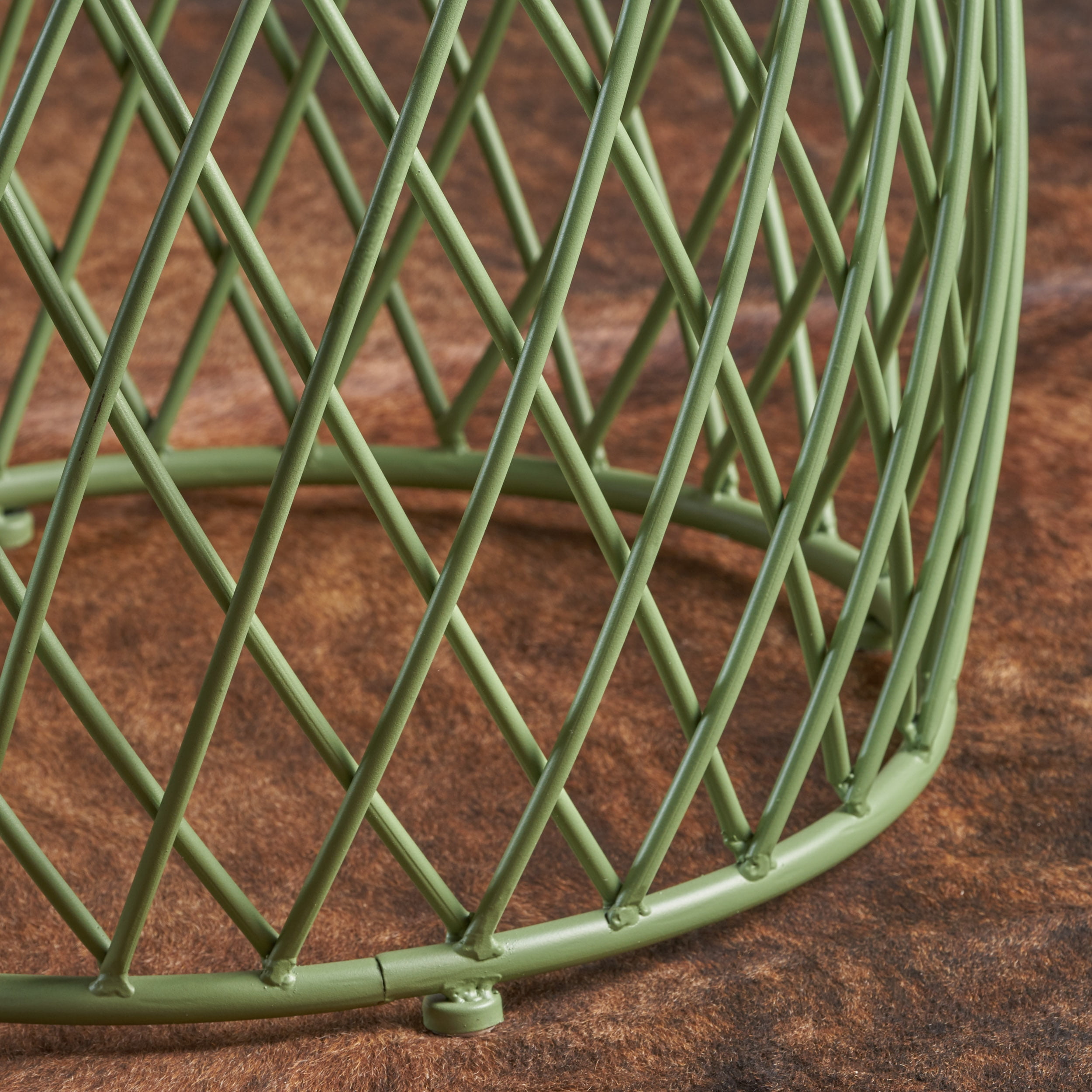 Noble House Finley Iron Round Side Table, Green