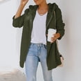 thumbnail image 4 of IROINNID Women's Comfy Mid-Length Hoodie Coat Solid Color Zip Up Long Sleeve Outwear, Army Green, 4 of 9