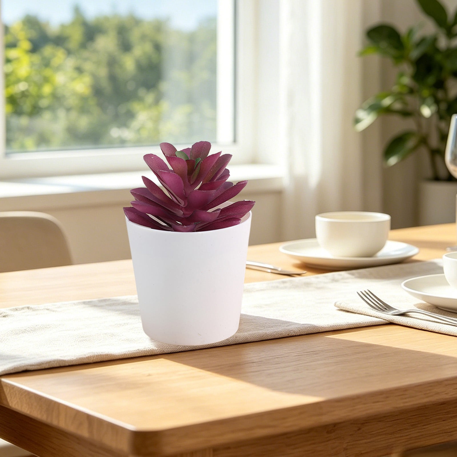 Artificial Potted Plants Faux Plastic Plants With White Pot Small Indoor Flower Arrangement For Home Table Office Decor