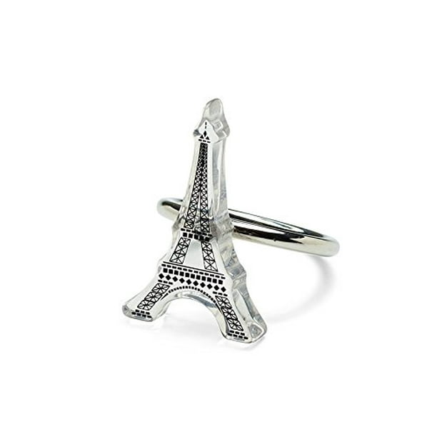 Napkin Ring Eiffel Tower Design Acrylic & Metal Set of 4