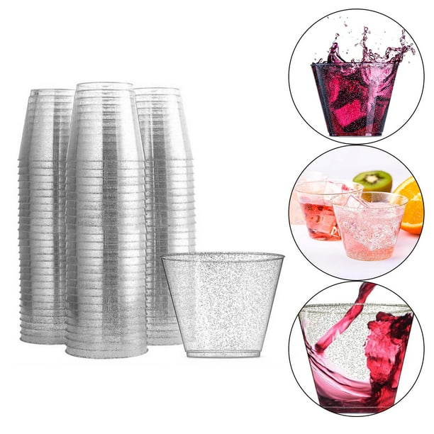 30 vasos de plástico con de 9 onzas, copa de postre, copa de cóctel de champán, copas desechables para fiestas, bodas, decoración yotijar Copas de purpurina