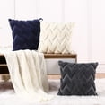 thumbnail image 4 of Soft Plush Faux Wool Velvet Throw Pillow Cover, 16 x 16 inch Square Wavy Stripe Throw Pillow Case, 4 of 9