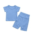 thumbnail image 3 of Dxzfnsa Toddler Kids Sets Round Neck Short Sleeve T Shirts and Comfortable Shorts Sets Unisex Two Piece Summer Solid Color Outfits, 3 of 7