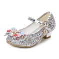 thumbnail image 3 of WERYOUNG Girls Sandals Summer Fashion Sparkly Sequins Princess Shoes Kids Leisure Party Wedding School Butterfly Sandal,Silver,8-8.5 Years, 3 of 3