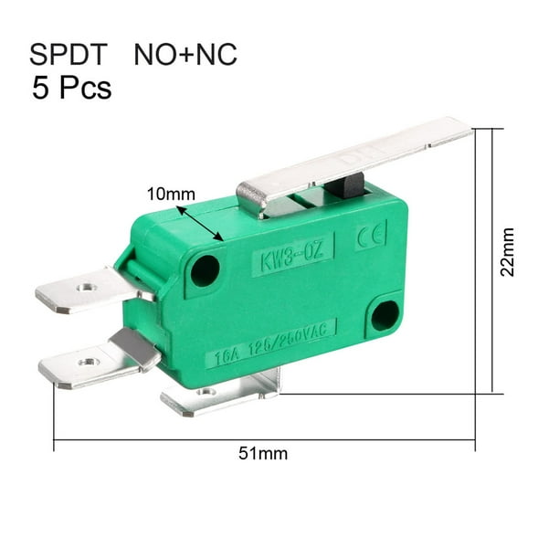 2-Pack Uxcell KW3-OZ-5 Micro Limit Switches – SPDT, 16A, 125/250V, Short Lever 1 thumbnail image