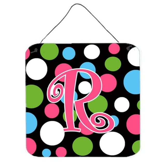 Carolines Treasures CJ1038-RDS66 Lettre R Monogramme Initial - Polkadots et Impressions Murales Ou Portes en Aluminium Rose