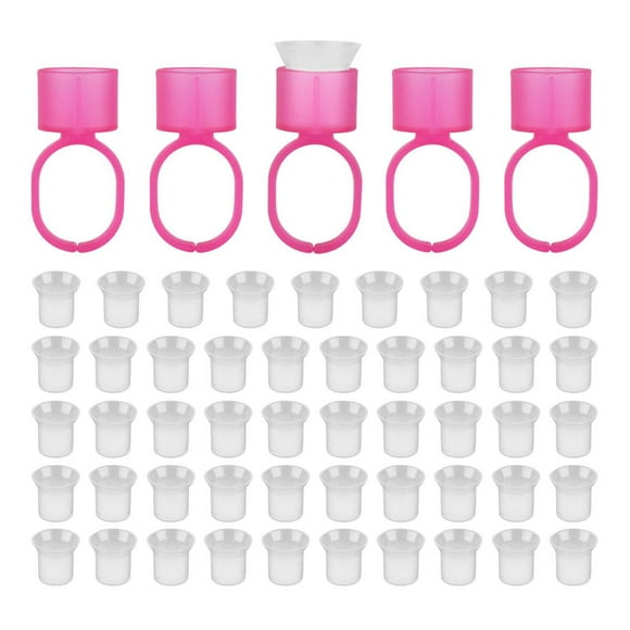 50 Uds. s de tinta desechables, tapas de soporte, maquillaje permanente, suministro de extensión de pestañas Blanco Colcomx Anillo de soporte de tinta desechable