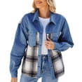 thumbnail image 2 of Viikei Clearance Coats for Women Plus Size,Women'S 2025 Fashion Short Button Workwear Denim Jacket Coat Long Sleeve Hoodless Denim Coat/Jacket Blue S, 2 of 8