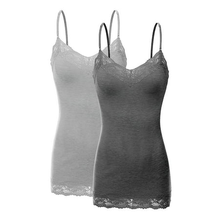

Women s Junior and Plus Adjustable Spaghetti Strap Lace Tim Cami Tank Top