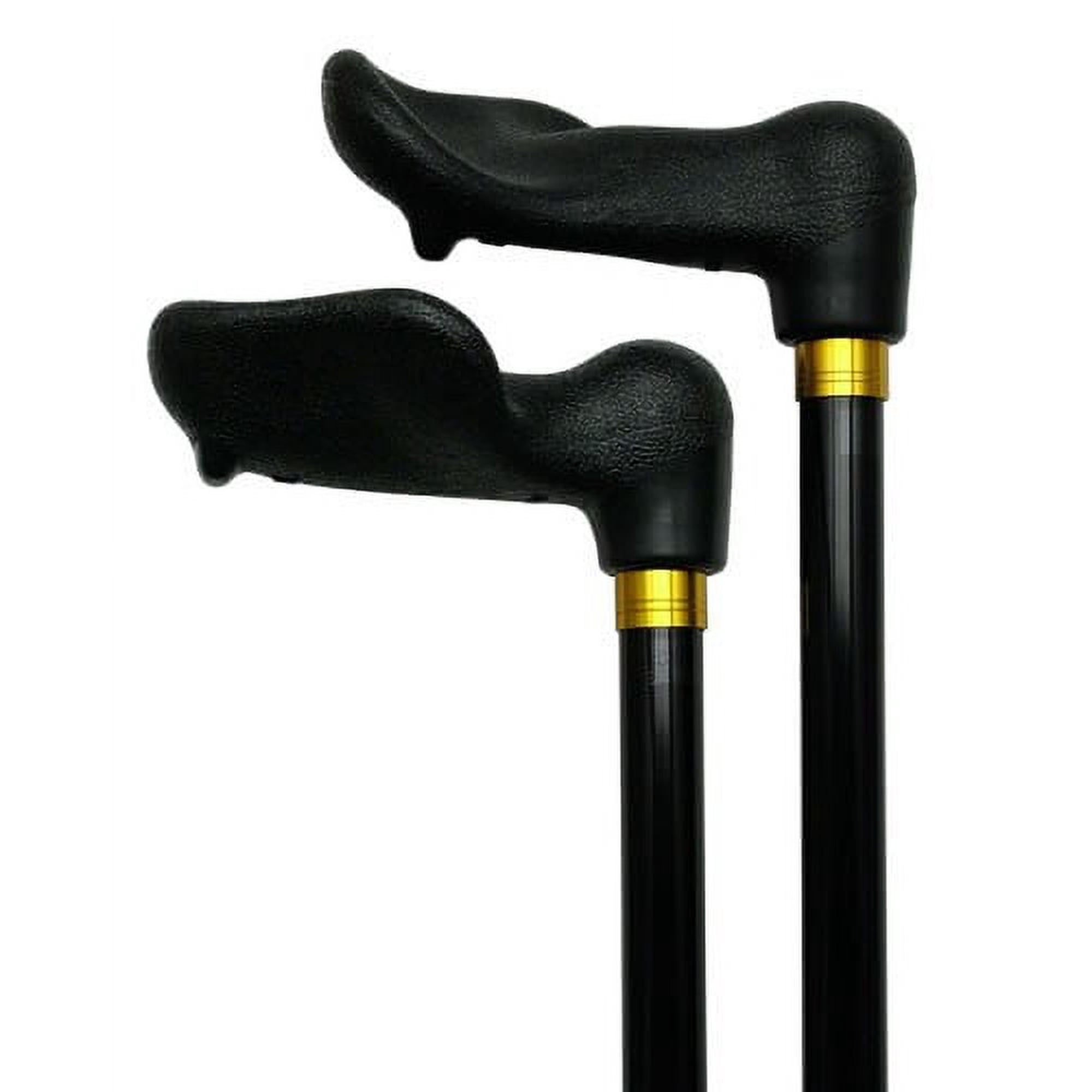 Walking Cane Unisex Adjustable Right Hand Palm Grip Cane 7/8" Black Shaft Aluminum