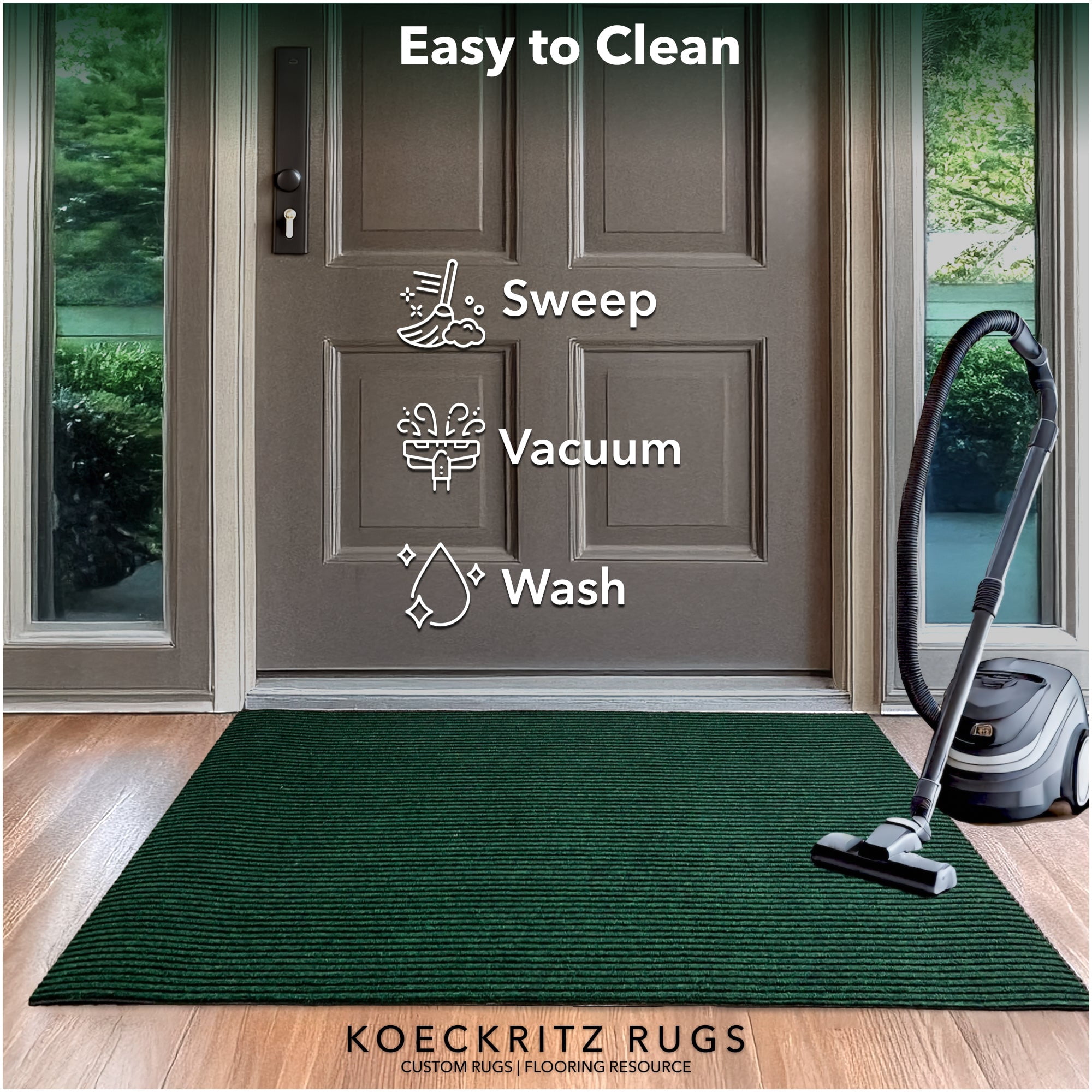 Koeckritz Rugs 5'x5' Emerald Green Heavy Duty Non-Slip Indoor/Outdoor All-Weather Mat For Home