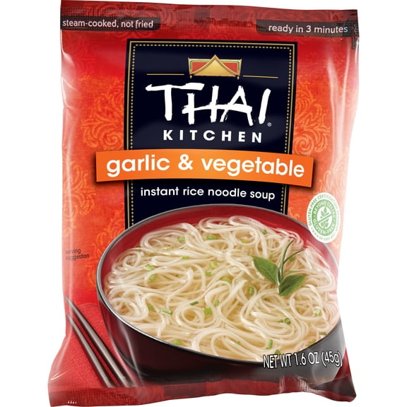 Thai Kitchen Gluten Free Garlic & Vegetable Instant Rice Noodle Soup, 1.6 oz Bag