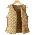 thumbnail image 2 of AUNVITO Women's Winter Sleeveless Puffy Jacket Lightweight Casual Coat with Pockets, V-Neck Loose Regular Fit Vest for Daily Wear, 2 of 7