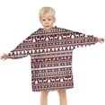 thumbnail image 3 of Red and White Christmas Folk Pattern Blanket Hoodies for Kids 6-13YR Oversize Wearable Blanket Hoodies for Boys Girls Teens, 3 of 7