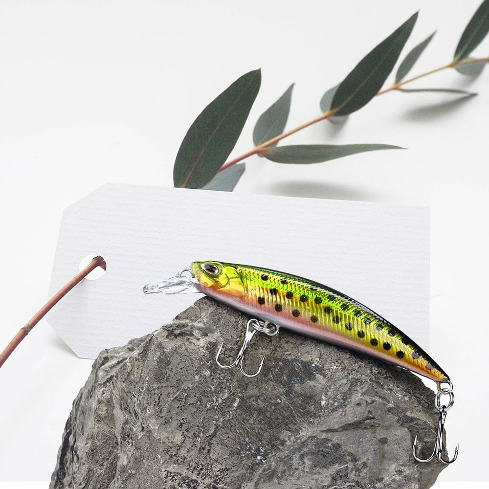 HENGJIA Fishing Lures Large Hard Bait Minnow VIB Lure with Treble Hook Life-Like Swimbait Fishing Bait Popper Crankbait Sinking Lure for Trout Bass Walleye Redfish, 10PCS