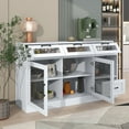 thumbnail image 2 of Wood Accent Buffet Sideboard Serving Storage Cabinet with 2 Mesh Metal Doors and Adjustable Shelves, Cupboard Console Table with 4 Drawers and Wineglass Holders(White), 2 of 8