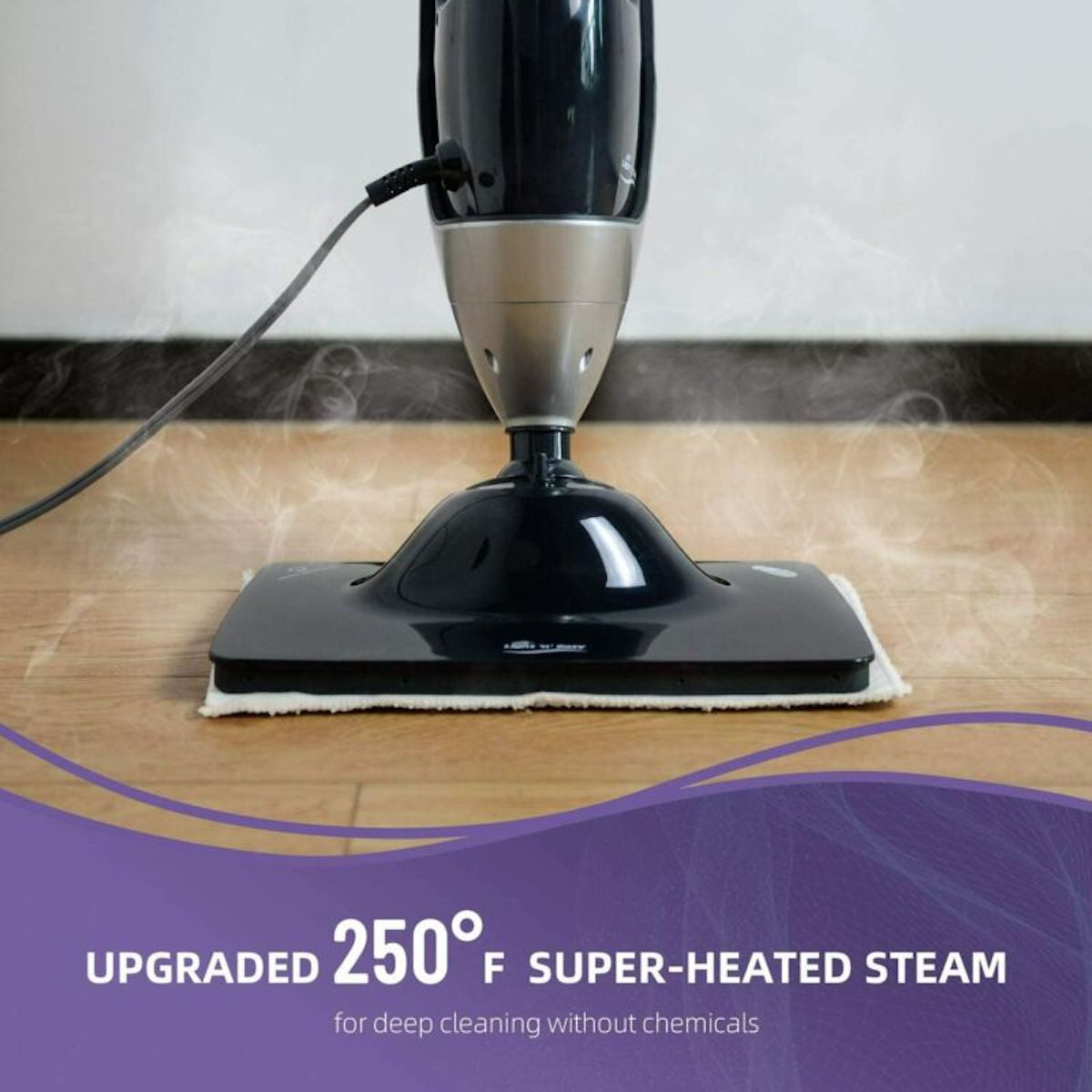 VEVOR Steam Mop 5-in-1 Hard Wood Floor Cleaner with 4 Replaceable Brush Heads for Various Hard Floors Like Ceramic Granite Marble Linoleum Natural
