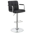 thumbnail image 3 of DUOSONG Black And Chrome Adjustable Bar Stool With Arms Black Faux Leather Furniture Dining Furniture Seating for Dining, 3 of 9