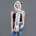 thumbnail image 3 of SBYOJLPB Hats for Women Male Female Faux Animal Hood Cap Mittens Ears Cartoon Hat Gloves Scarf Pocket, 3 of 6