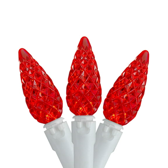 Northlight LED C6 Faceted Christmas Lights - Red - 22.5' White Wire - 70ct