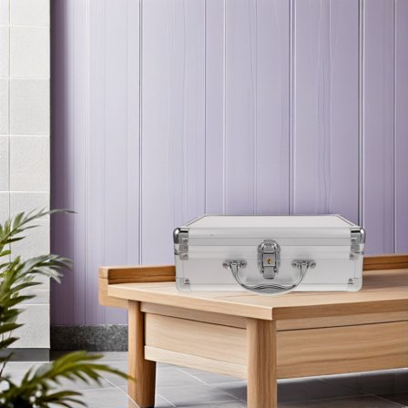 TABLZONE Durable Aluminum Alloy Key Lock Box for Travel with Portable Handle and Secure Storage Solution, Silver, Small Size