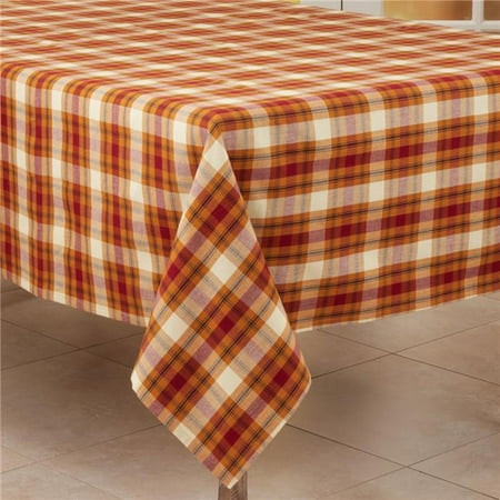 

SARO 70 in. Square Rust Large Plaid Design Tablecloth