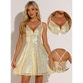 thumbnail image 2 of DARING DIVA Sequin Backless Dress with Spaghetti Straps XL Gold, 2 of 6