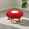 thumbnail image 4 of kkbbma under $5 Small Footstool, Flower Shape Wood Ottoman Stool, Sofa Tea Stool, Velvet Padded Shoes Bench, Footrest Stepstool, Padded Seat Wooden Legs, for Bedroom, 4 of 6