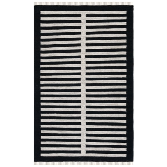 SAFAVIEH Striped Kilim Cady Striped Area Rug, Beige/Black, 6' x 9'