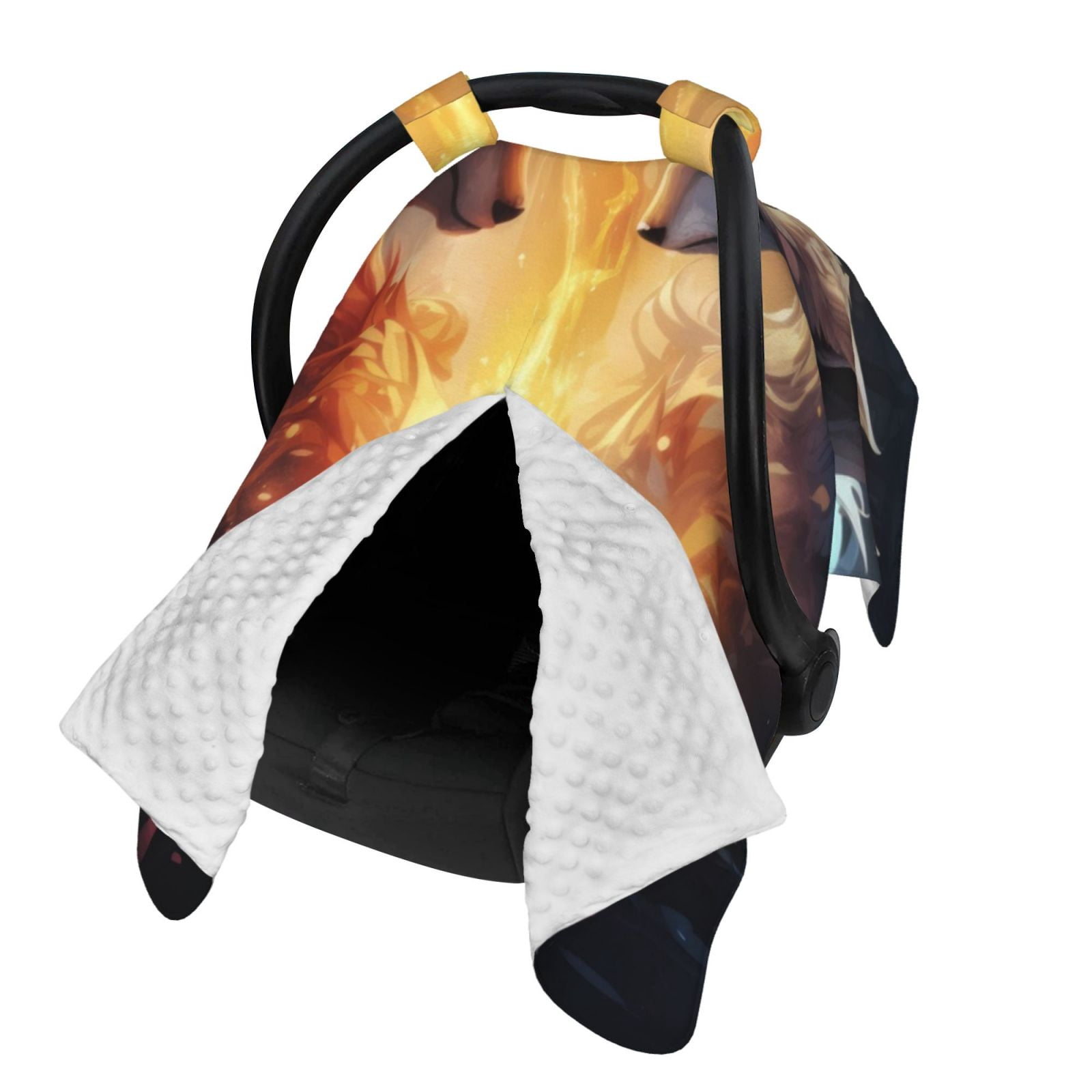 Naloa Red And White Flame Fox Baby Car Seat Cover, Breathable Baby Carrier Cover, Multiuse Baby Carrier Cover & Nursing Breastfeeding Cover