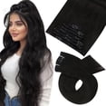 thumbnail image 1 of Moresoo Clip On Hair Extensions Human Hair Black 10Inch Short Hair Extensions Clip In Human Hair Natural Black Clip In Hair Extensions Off Black #1B 5Pieces 70Grams, 1 of 5