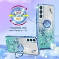 thumbnail image 3 of (3in1 for Samsung Galaxy S21 FE 5G Case Glitter Sparkly Women Girls Sparkle Girly Bling Shiny Phone Cover Cute Flowers Floral Design with Ring Pretty Blue Cases for Samsung S21 FE 5G 6.4'', 3 of 6